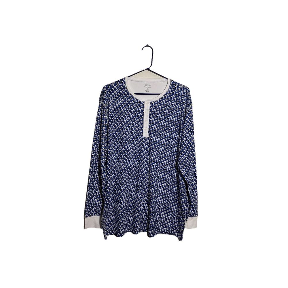 Roller Rabbit Bloomies Top Blue White Skulls Pima Cotton Size Xl Peru NWOT